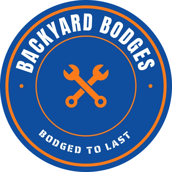 Backyard Bodges badge: crossed spanners inside an orange ring, with the tagline Bodged to last