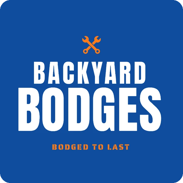 Backyard Bodges wordmark with crossed spanners and the tagline Bodged to last